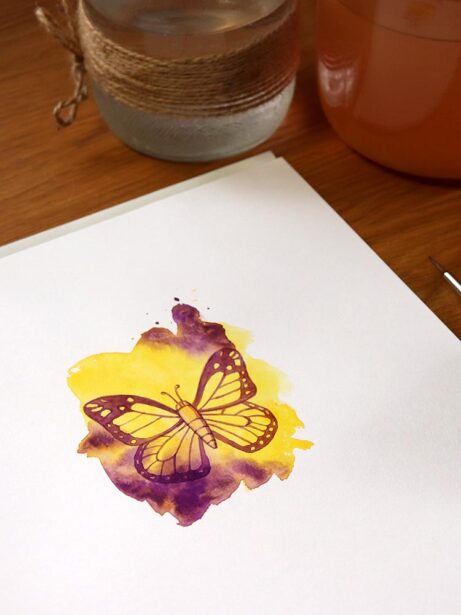akvarelový kurz zdarma - motýl