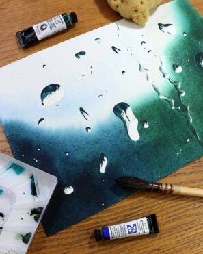 kapky - akvarelová malba