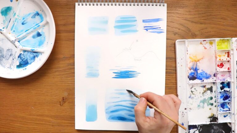 vodní hladina akvarelem